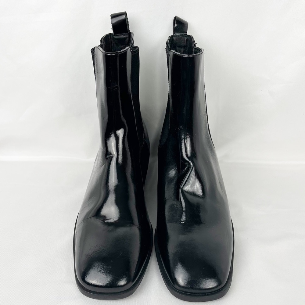 Jeffrey Campbell Emrys Black Patent Leather Square Toe Chelsea Boots Sz7 NWOB - Picture 2 of 16